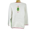 Handknits By Storybook Knits Cardigan Sweater Golf Theme Novelty Pink Green M