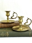 Vintage Brass Finger Loop Candlestick Holders