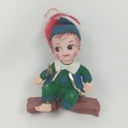 Vintage 1950s Jack Be Nimble Velvet Flocked Plastic Blow Mold Christmas Ornament
