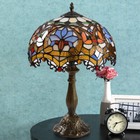 Retro Tiffany Table Lamp Baroque Stained Glass Desk Lamp Antique Decor 18  Tall