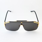 Gucci Gg0291s Shield Sunglasses Black Gold Frame Gray Lens Men 99mm Italy