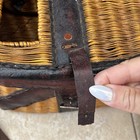 Early Wicker Leather Fly Fishing Trout Fish Creel Basket Pouch Fishing Vintage