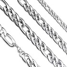 Figaro Chain Necklace 7 5mm Mens Silver Stainless Steel 15-20-inch
