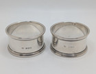 Pair Of Antique Sterling Silver Plain Napkin Rings  Dated 1924  32 Grams Total