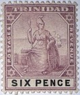 Travelstamps  1896-1904 Trinidad Stamps Sc  84  Six Pence  Mint  Og  Hinged Mogh