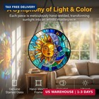 Stained Glass Window Hanging Sun And Moon Suncatcher 8 Inch   Indoor Outdoor Wal