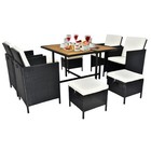 Set Of 9 Patio Dining Furniture Wicker Sofas Rattan Chairs Conversation Table
