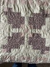 Homemade   Machine Stitched Browns Flower Patchwork Quilt 97    X 87    Approximate