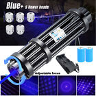 10w Adjustable Blue Burning Laser Pointer Visible Dot Torch Light Rechargeable