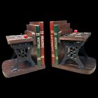 Vintage Enesco 1975  school Daze  Wooden And Cast Iron Bookends