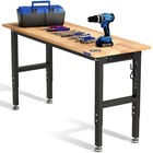 Workpro Adjustable Garage Workbench60x24rubber Wood Top Heavy-duty Power Outlets