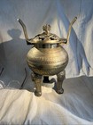 Vtg Brass Asian Incense Burner Ornate Dragon Details Tripod Legs   Lid 12    Tall