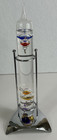 Vintage Galileo Thermometer 11  Tall Glass Tube With 5 Floating Spheres Stand B3