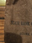Vintage Brown Cloth Canvas Money Deposit Bag State Bank Of Ottawa Kansas