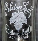 G  Heileman Golden Leaf  La Crosse wi  Pre-pro Acid Etched Beer Glass V  1910 s