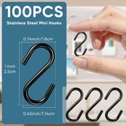 Dpyrrhic 100pcs 1 Inch S Hooks  Mini Stainless Steel Black S 1 Inch 