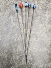 5 Vtg antique Czech Bohemian Art Glass Hat Pins Lampwork Opaline Aventurine