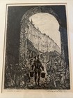 Lionel A  Reiss Framed Signed Etching Ghetto Of Lublin Water Carrier Polish Jews