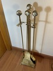 Vintage Solid Brass Seashell Clam Shell Fireplace Tool 5 Piece Set Euc 32    Nice