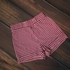 Gingam 1970s Dark Red Burgundy Mini Micro Shorts Groovy High-waisted Pinup Retro