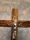 Vintage Religious Wood Wall Crucifix Wooden Cross Metal Inri Jesus Christ 8   