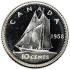 Canada Proof Like 1958 10 Cents Dime Silver Coin - Proof Like