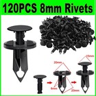 120pc 8mm Bumper Clips Retainer Plastic Rivets Fastener Fender Push For Honda