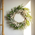 20-inch Artificial Winter Wreath With White Berries And Holly For Front Door