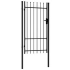 Vidaxl Fence Gate Single Door With Spike Top Steel 3 3 x5 7  Black