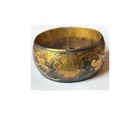 Vintage Etched Copper   Brass Flower Bangle Cuff Bracelet Boho Large India Old