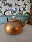 Copper Vintage Tea Kettle With Decorative Ceramic Handle And Lid