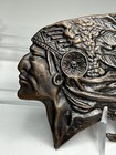 Vintage 70s Native American Indian Chief Head Men s Belt Buckle Cast Metal