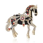 Ornate Enamel Carousel Horse Brooch Pin Crystal Rhinestone Equestrian Jewelry