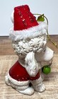 Vintage Pier1 Poodle Christmas Ornament With Santa Hat   Glitter Accents