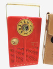 Vintage Emerson Vanguard 888 Red 6 5  Pocket Radio With Case   For Repair