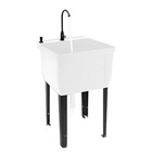 Freestanding Outdoor Utility Sink Laundry Tub With Rotatable Faucet White black