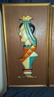 Two Vintage Painted Molded Plastic Wood Panels Wall Columbia Folk Art  Mcm 1960