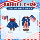 50 Pcs Patriotic 4th Of July Diy Cutouts Red Blue Usa Flag Suit Dress Paper Cut
