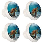 4 Pack Cabinet Knobs  Sea Turtle Seabed White Knobs With Screws Round Furnitu   