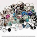 1000pcs Lot Turquoise   Mix Gemstone Rings Lots 925 Silver Plated Jewelry