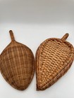 Two Vintage Leaf Shaped Wicker Baskets