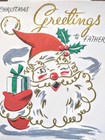 Vintage Santa Greeting Card  christmas Greetings To Father  W Env 1950 s  Nice 