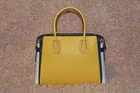 Michael Kors Mercer Medium Color-block Belted Satchel Navy Daisy Yellow Nwt