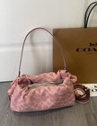 Coach Faye Shoulder Bag Signature Denim Light Pink Cer68 Imnh1 Auth New