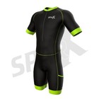 Sparx Men Triathlon Suit Short Sleeve Aero Tri Suit  black green  Medium 