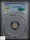 1863 Proof Three Cent Silver Piece 3cs Pcgs Pr 66 Cac  gorgeous Toning  