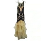 New Camille La Vie Cocktail Prom Maxi Formal Blue Gold Lace Long Evening Gown 4