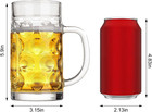 Freezer Beer Mugs  20 Oz Glass Mugs With Handles Set Of 2  Clear Large Beer