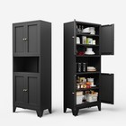 Cofar 69  Metal Pantry Storage Cabinet With 3 Adjustable Shelves For Kitchen bar
