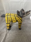 Vintage Guatemalan Hand Carved Wood Wolf Like Animal Teeth Mythical 12    Yellow 